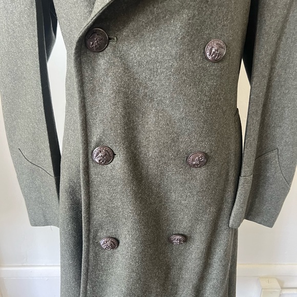 Vintage Military Wool Coat Vintage Olive Green Wool Patched Military Overcoat - Picture 5 of 8
